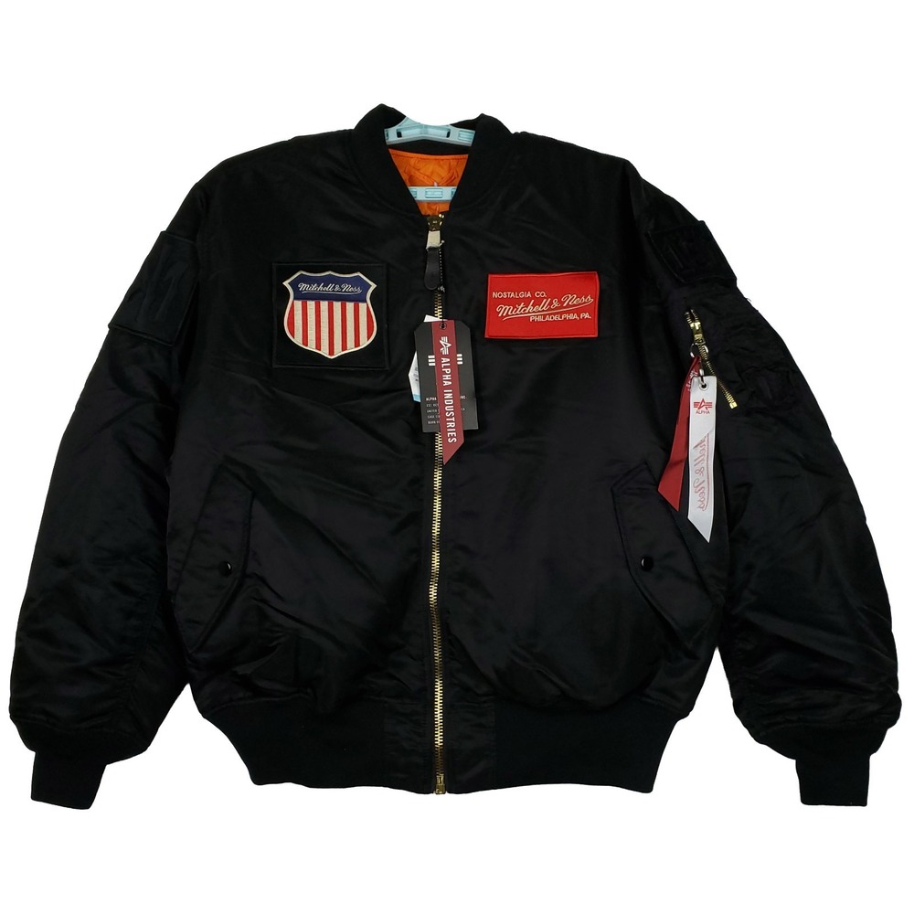 Alpha Industries Mitchell & Ness 2XL XXL Reversible Puff Varsity Jacket NWT